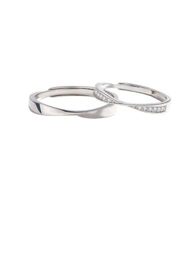 custom 925 Sterling Silver Rhinestone  Geometric Simple couple  Ring