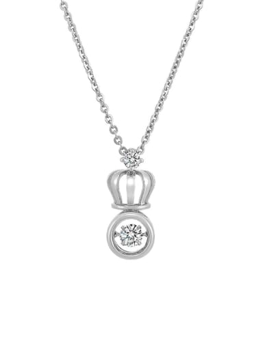 White gold plating Alloy Cubic Zirconia Crown Dainty Necklace