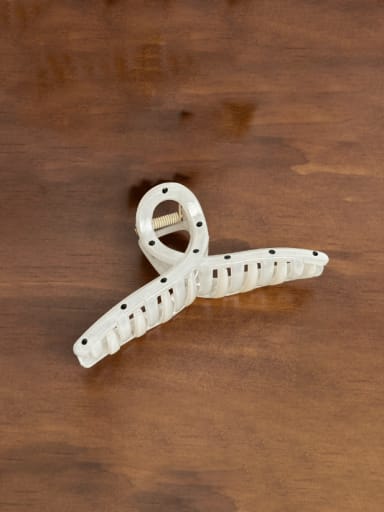 White ribbon clip 11cm Minimalist Geometric Alloy Resin Jaw Hair Claw