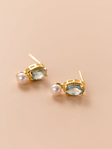 925 Sterling Silver Glass beads Geometric Minimalist Drop Earring