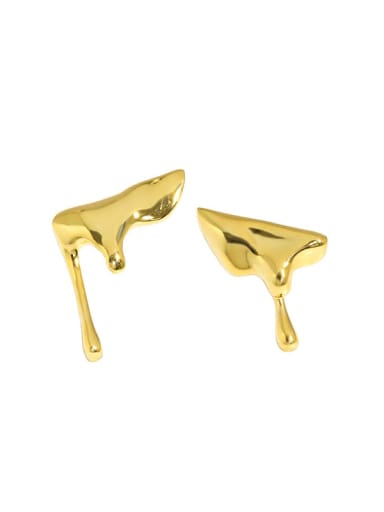 Gold [with pure Tremella plug] 925 Sterling Silver Irregular Minimalist Stud Earring