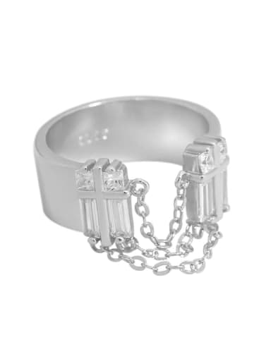 Silver [size 12 Adjustable] 925 Sterling Silver Cubic Zirconia Irregular Vintage Band Ring