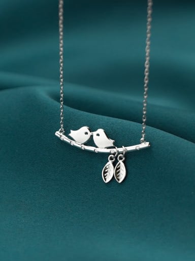 925 Sterling Silver Cute twig bird Necklace