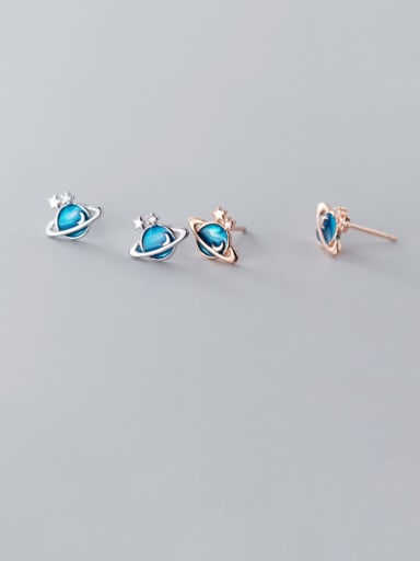 925 Sterling silverblue cosmos planet minimalist study Earring