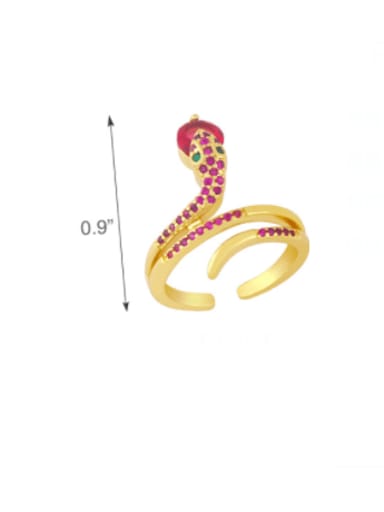 gules Brass Cubic Zirconia Snake Artisan Band Ring