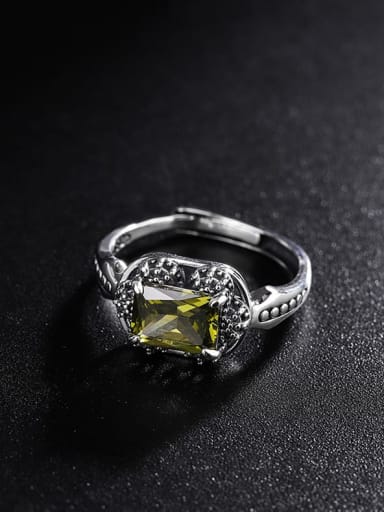 KDP612 yellow 925 Sterling Silver Cubic Zirconia Geometric Vintage Band Ring