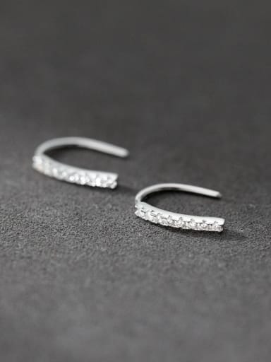 custom 925 Sterling Silver Cubic Zirconia Geometric Minimalist Hook Earring