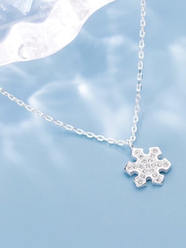 925 sterling silver simple fashion snowflake pendant necklace