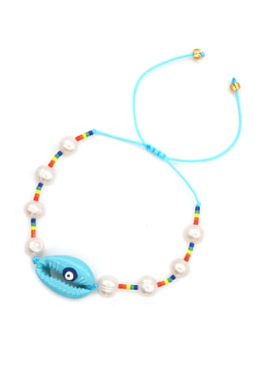 ZZ B200097D Freshwater Pearl Multi Color Irregular Minimalist Woven Bracelet