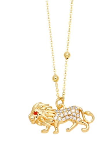 C Brass Cubic Zirconia Animal Vintage Necklace