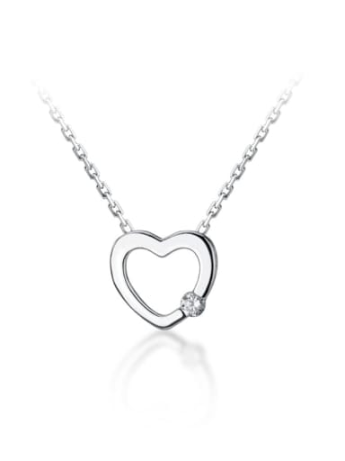 925 Sterling Silver Rhinestone Fashion simple heart  Necklace