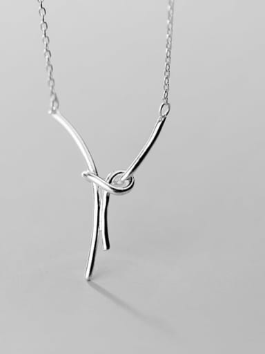 925 sterling silver simple fashion Knot Pendant Necklace