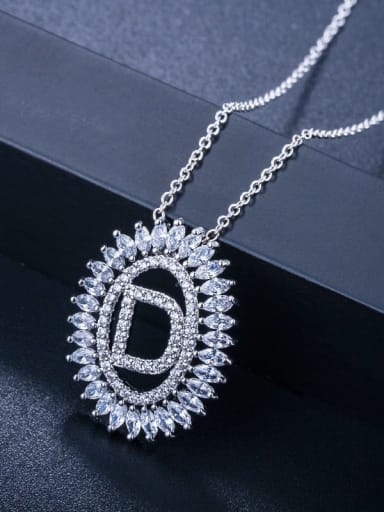 Letter D Brass Cubic Zirconia Geometric Luxury Letter pendant Necklace