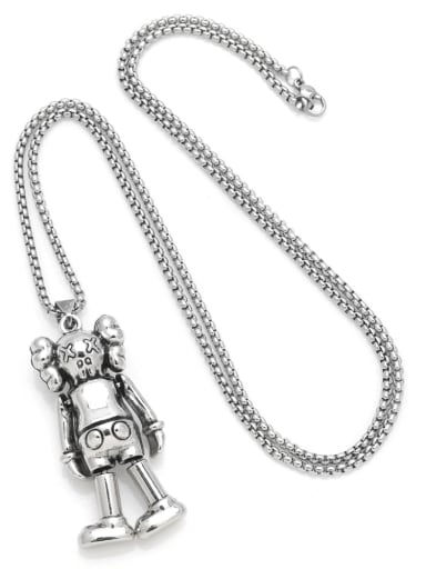 Stainless steel Alloy Pendant Robot Hip Hop Long Strand Necklace