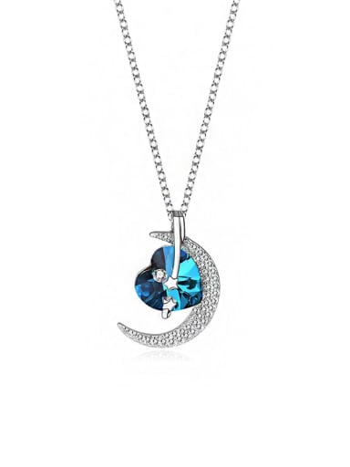 JYXZ 044 (Gradient Blue) 925 Sterling Silver Austrian Crystal Heart Classic Necklace