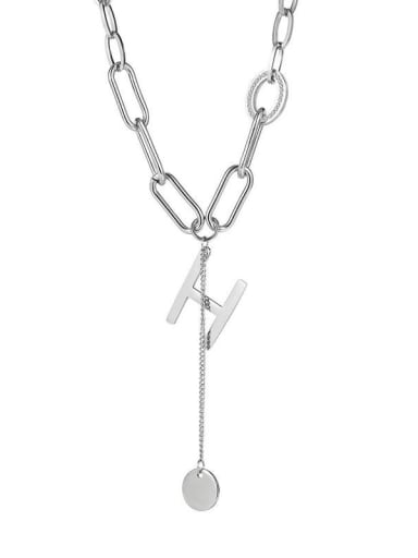 Titanium Steel Letter Minimalist Lariat Necklace