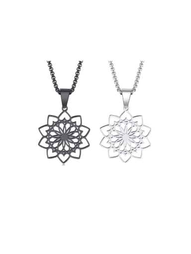Stainless steel Hollow  Flower Hip Hop Necklace