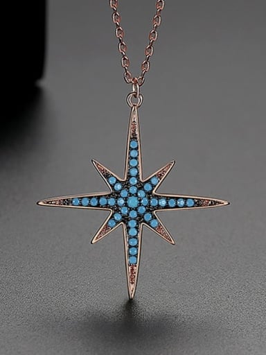 Blue zirconium t10c24 Copper Cubic Zirconia  Minimalist  Rice-shaped pendant Necklace
