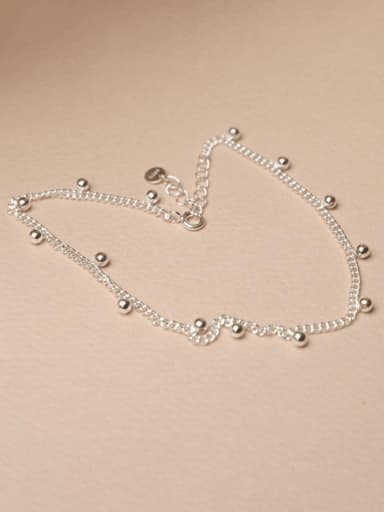custom 925 Sterling Silver Minimalist  Inter  Bead Chain Anklet