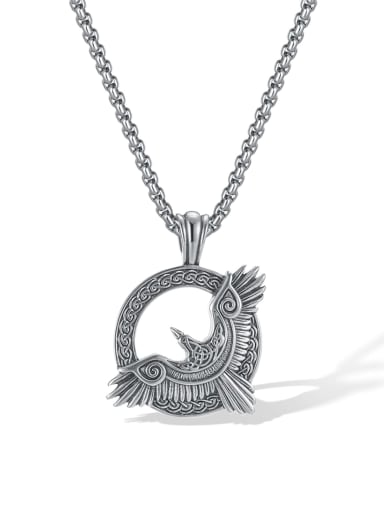 GX2361 Steel Pendant +Chain 4mm*70cm Stainless steel Owl Hip Hop Necklace