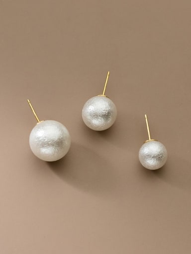 925 Sterling Silver Round  bead Minimalist Stud Earring