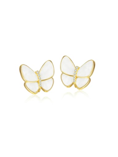 Gold single Earrings Brass Shell  Minimalist Butterfly  Earring and Necklace Set