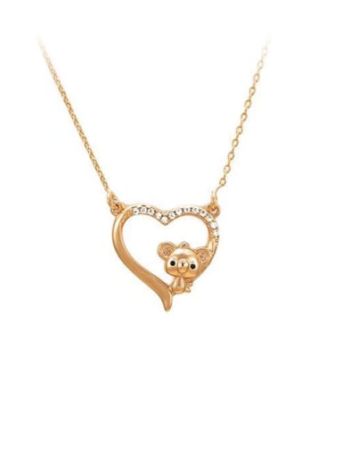 18K Gold Alloy Cubic Zirconia Heart Dainty Necklace