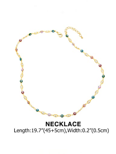Brass Multi Color Enamel  Bohemia Evil Eye  Bracelet and Necklace Set