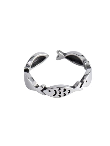 925 Sterling Silver Fish Vintage Band Ring