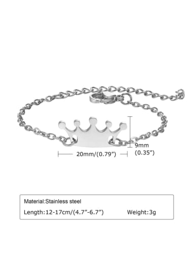 BR 1447 Steel 12 +5cm Stainless steel Crown Minimalist Link Bracelet