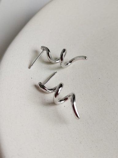 925 Sterling Silver Irregular Screw  Minimalist Stud Earring