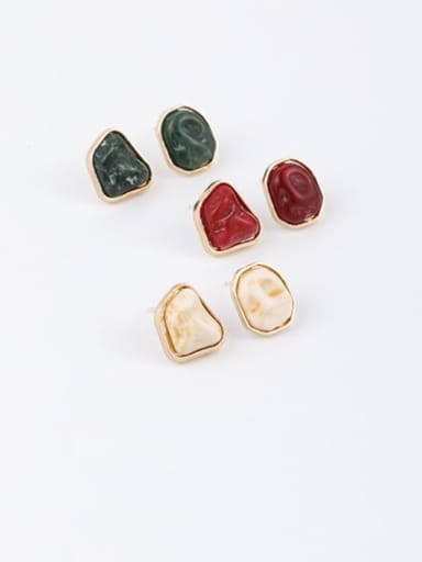 Brass Resin Multi Color Irregular Minimalist Stud Earring