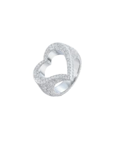 Brass Cubic Zirconia Heart Statement Band Ring