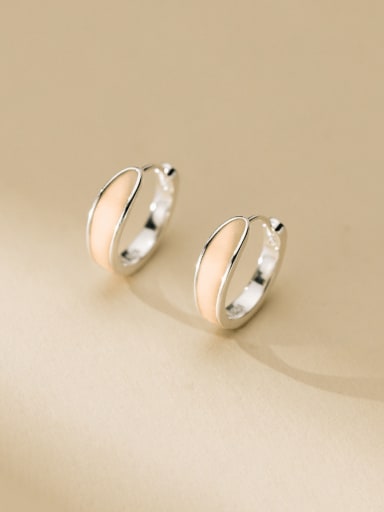 Silver 925 Sterling Silver Enamel Geometric Minimalist Huggie Earring