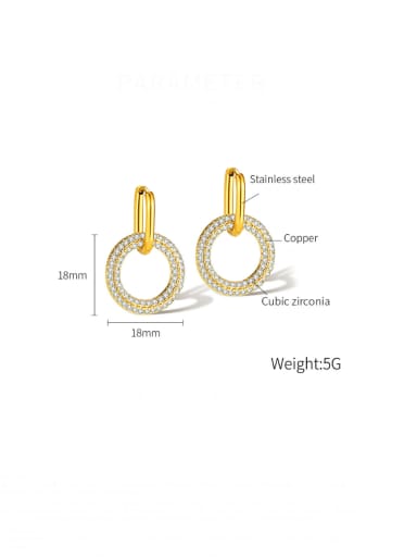 KE788 Steel Ring Copper Round Gold Stainless steel Cubic Zirconia Heart Minimalist Huggie Earring