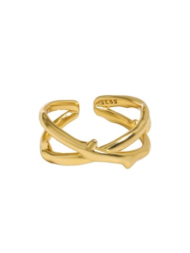 18K gold [15 adjustable] 925 Sterling Silver Cross Vintage Band Ring