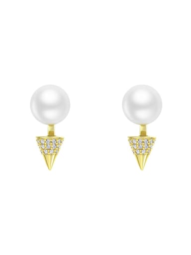 Alloy Imitation Pearl Triangle Dainty Stud Earring