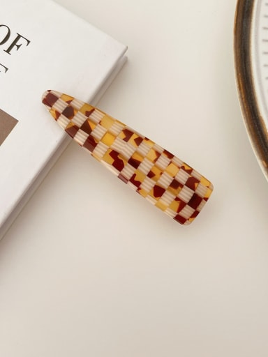 Checkered coffee 6.8cm Cellulose Acetate Trend Water Drop Alloy Hair Barrette