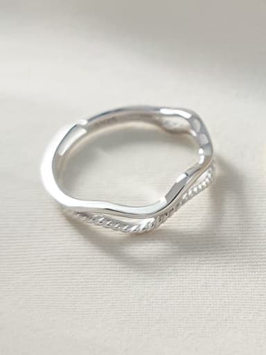 Platinum 925 Sterling Silver Irregular Minimalist Band Ring