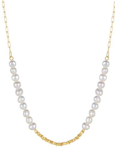 custom 925 Sterling Silver Freshwater Pearl Geometric Vintage Beaded Necklace