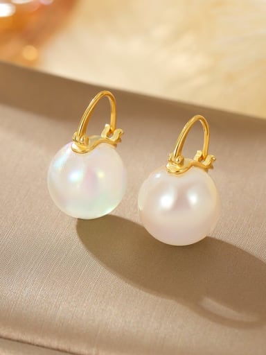 ES2523 [Golden Colorful Beads] 925 Sterling Silver Imitation Pearl Geometric Minimalist Stud Earring
