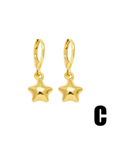 C Brass Pentagram Minimalist Huggie Earring