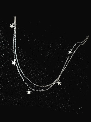 925 Sterling Silver Star Minimalist Multi Strand Necklace
