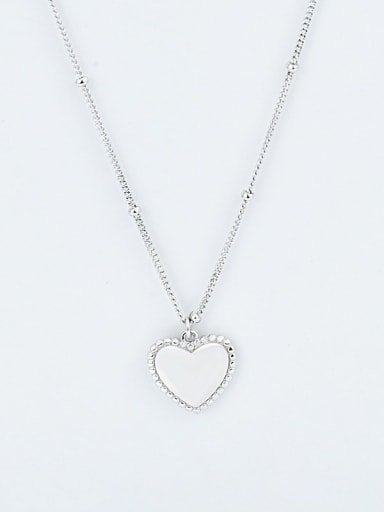 Platinum 925 Sterling Silver Smooth Heart Vintage Pendant Necklace