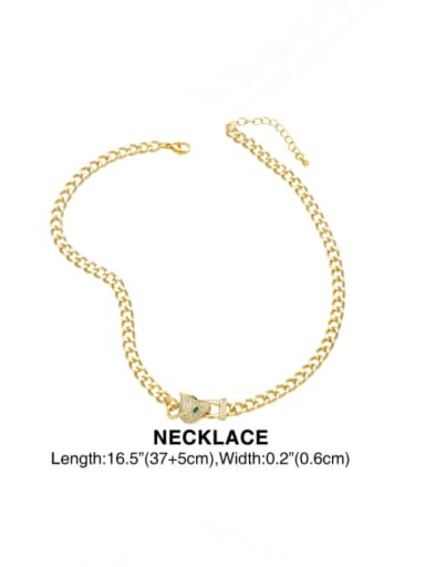Necklace Brass Cubic Zirconia Vintage Leopard  Necklace