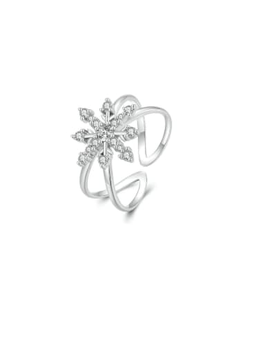 Cl925 Sterling Silver Cubic Zirconia Christmas  Snowflake Earring Ring and Necklace Set