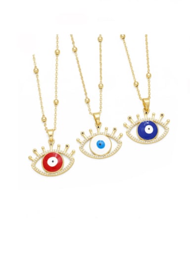 Brass Enamel Evil Eye Vintage Necklace