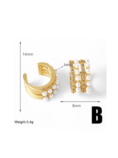 B Brass Imitation Pearl Geometric Trend Clip Earring