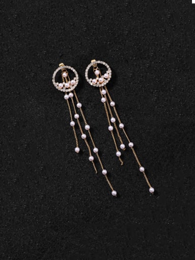 Alloy With Gold Plated Fashion Round Threader Earrings
