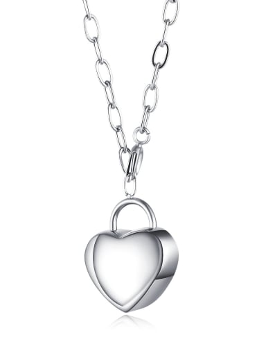Titanium Smooth Heart Pendants Necklace
